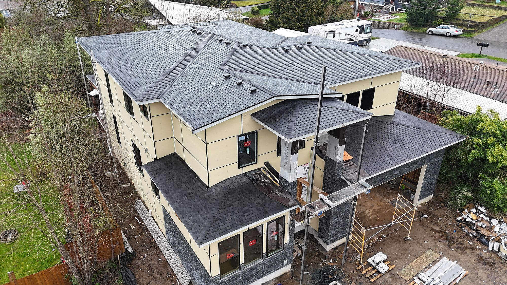 Exterior complete — How the Bothell house went up.
