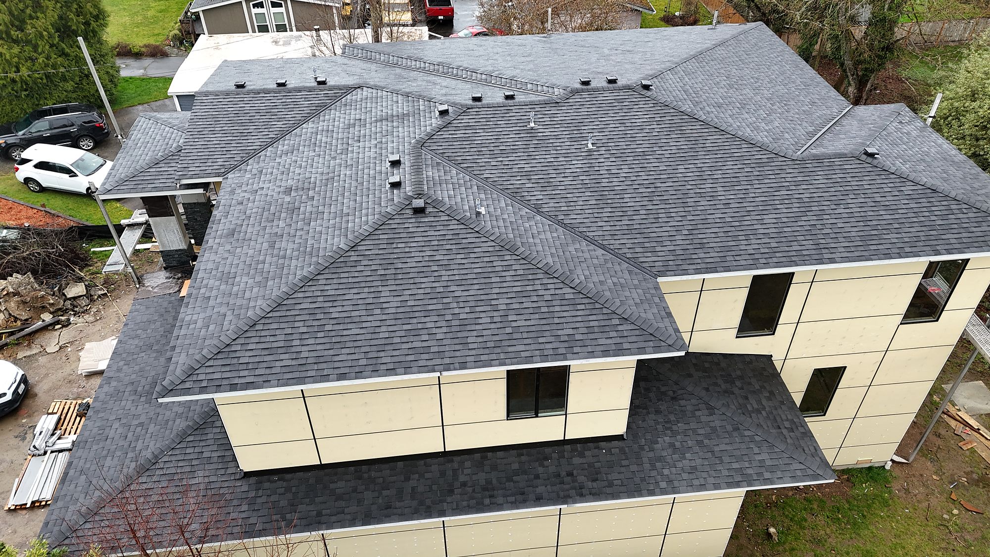 Exterior complete — How the Bothell house went up.