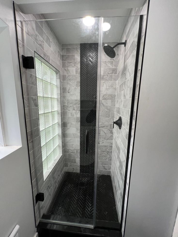 Marble tile bathroom under construction